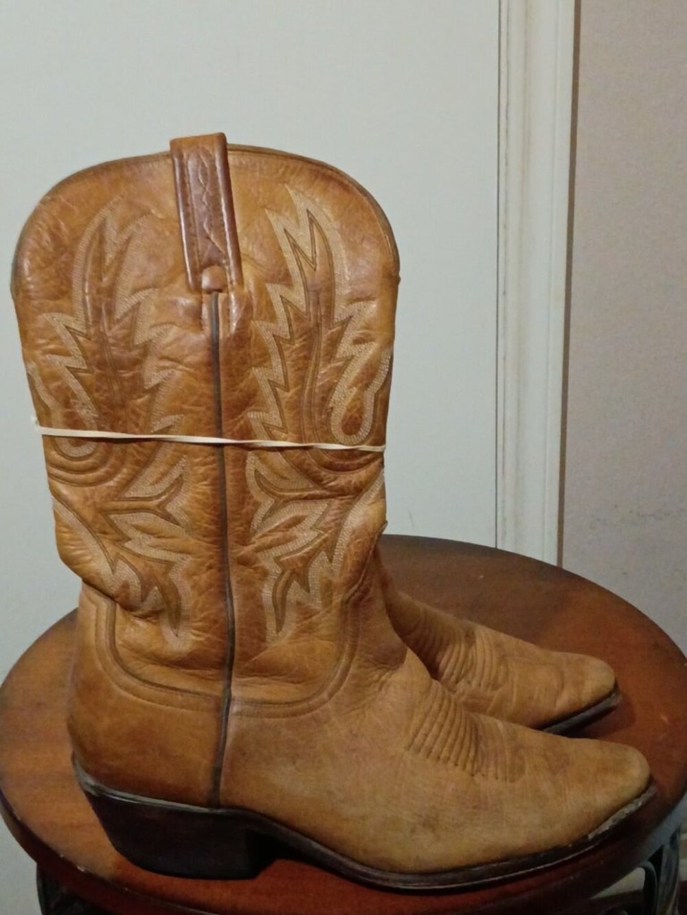 Charlie 1 Horse Lucchese 4508 Brown Western Snip-Toe Leather Boots Women's 6 B